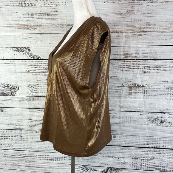 Molly Bracken Blouse Top size Small Brown Rust Copper Shimmery Wedding Cocktails - Picture 6 of 8